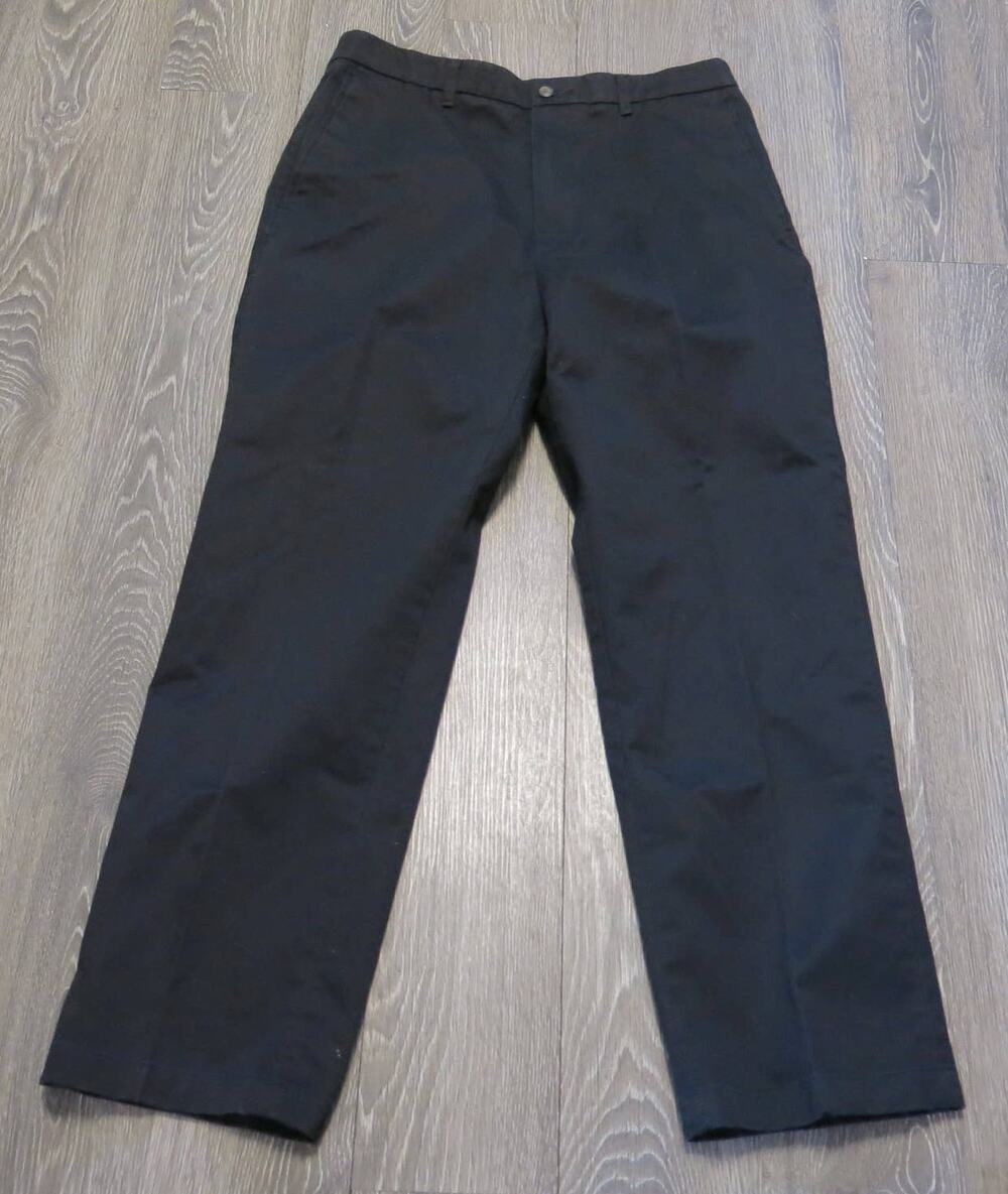 HAGGAR Q Chino Casual Pants Size 36x32 Men Premium No Iron Cotton Black
